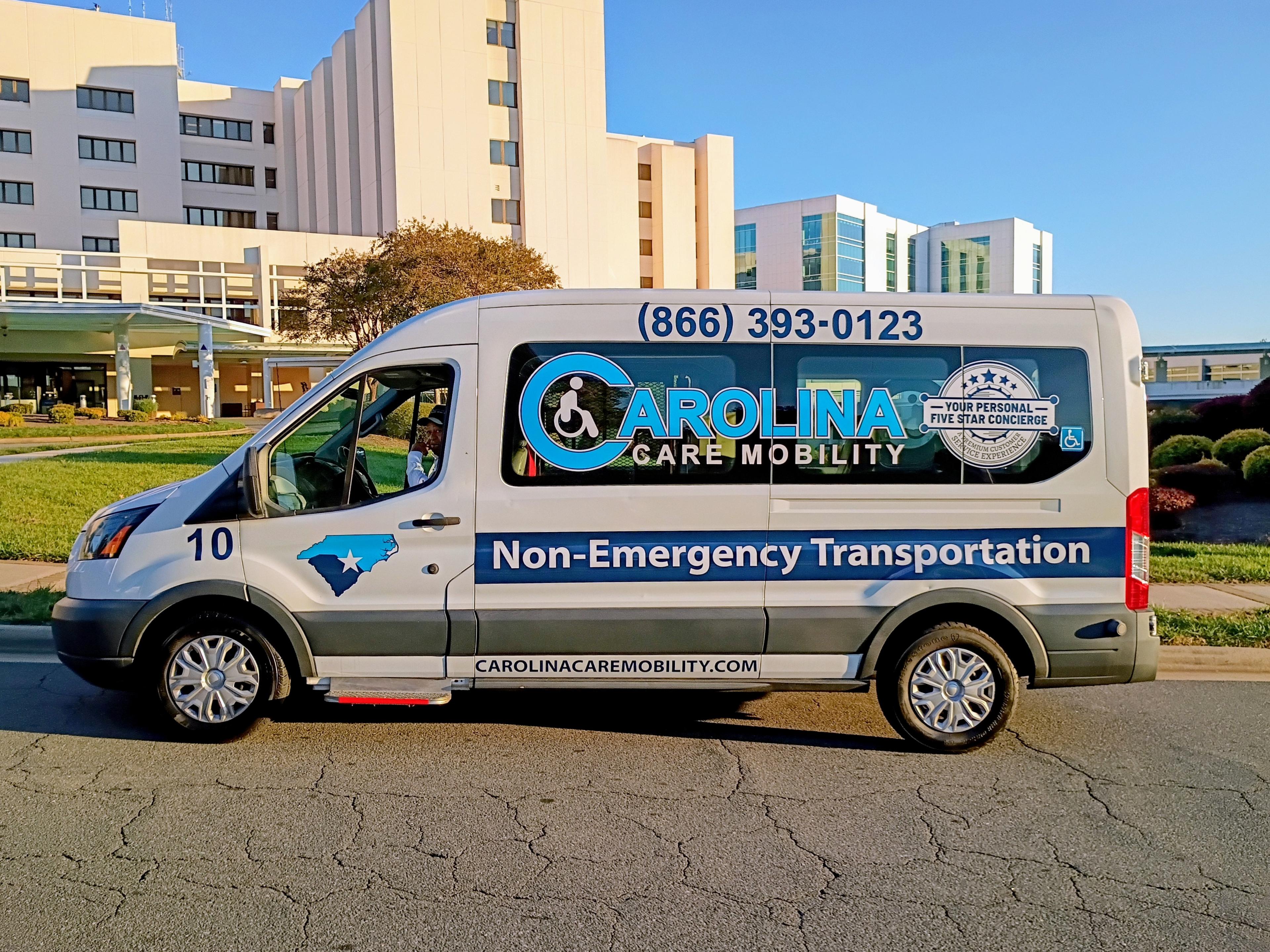 Side view of transport van